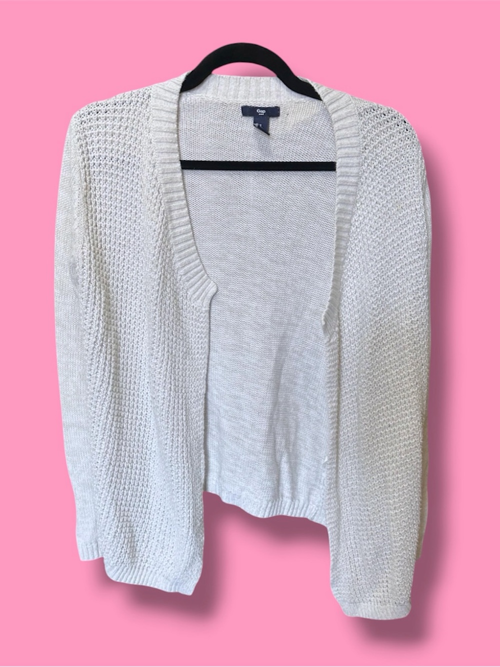 GAP Cream Open-Front Knit Cardigan